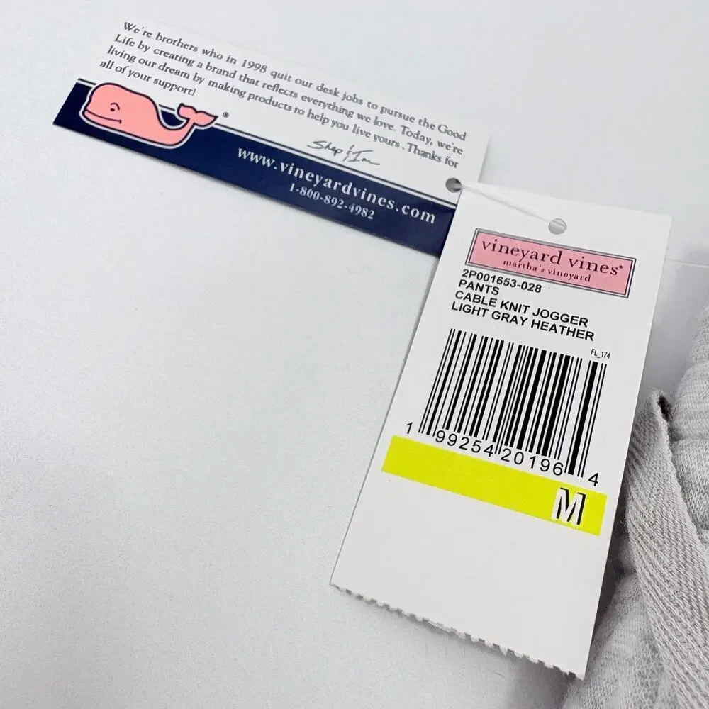 Vineyard Vines Cable Knit Women’s Cozy Chic Minimalist Joggers – NWT –Medium 🤍
